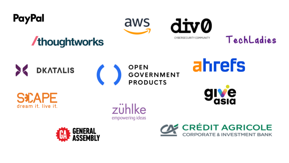 Our Partners: Thoughtworks, Civitern of Filament Products, General Assembly, AWS, ahrefs, Meta, DKATALIS, SCAPE, and zühlke
